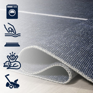 Linja Solid Centre Stripe Machine-washable Area Rug